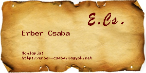 Erber Csaba névjegykártya